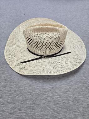 Twister Hat Cowboy Straw Mens Size 7 1/8 Beige Wide Brim Jute Sun Western